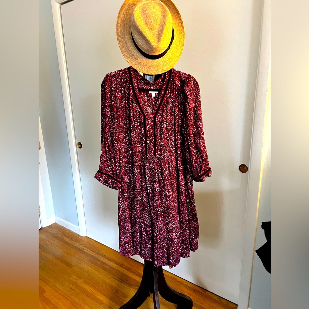 JJill floral dress - velvet trim